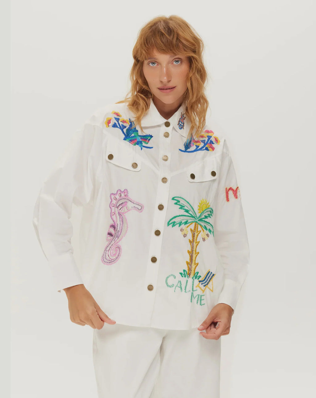 ME369 Adelyn Denim Emb Shirt