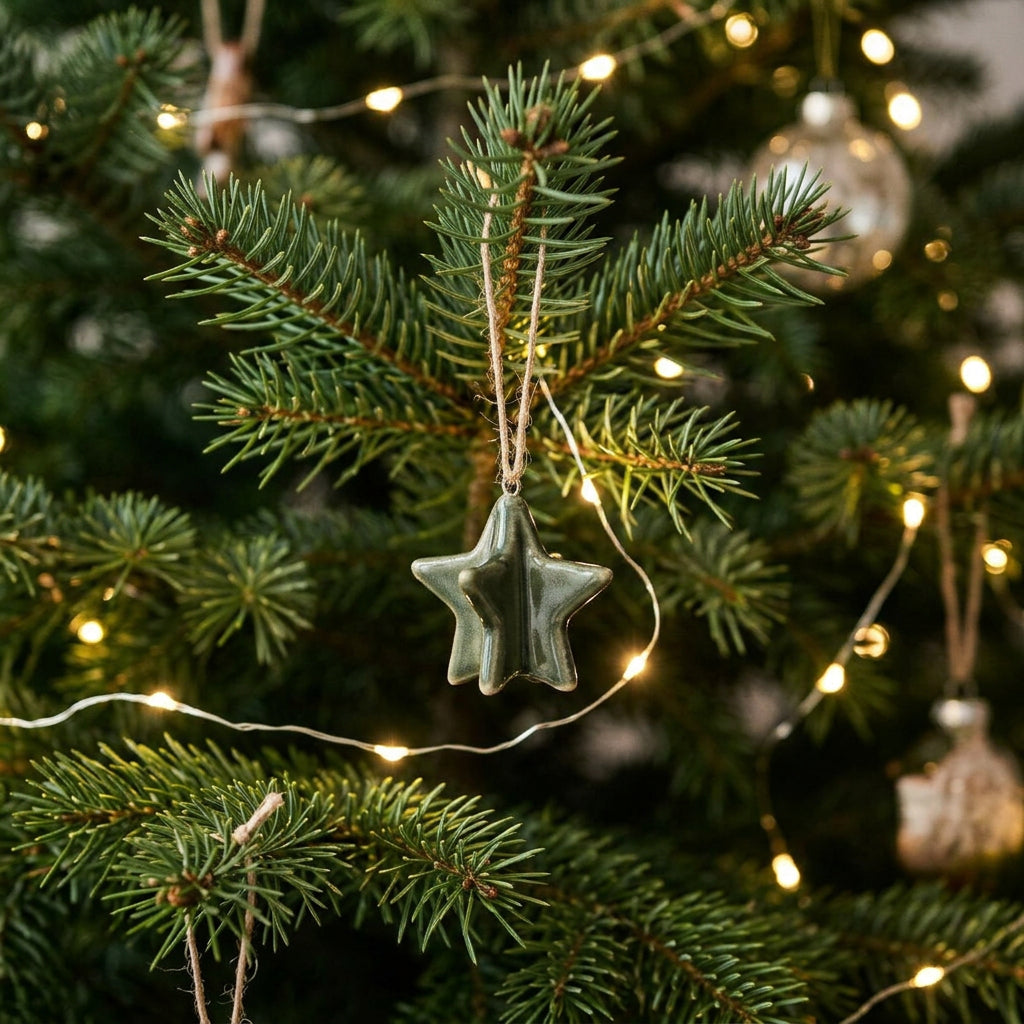 Lucia Snow Hanging Star Green