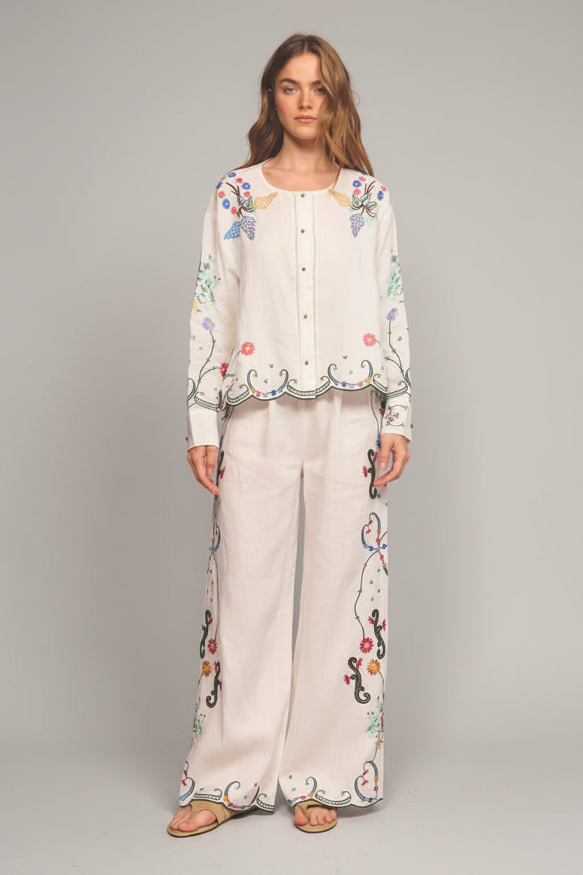 ME369 Alex Linen Kiss Wide Leg Pant