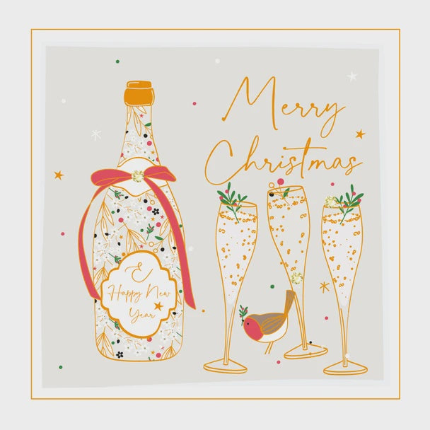 Signature Card Champagne Bottle & Glasses