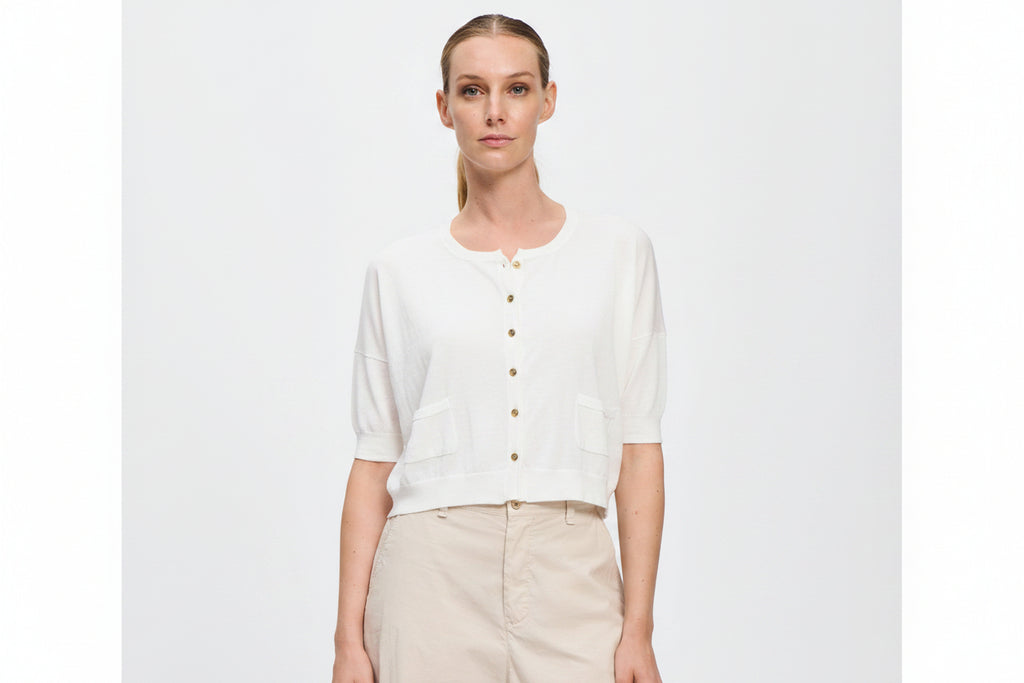 Transit Knit Short Sleeve Button Through Cardigan