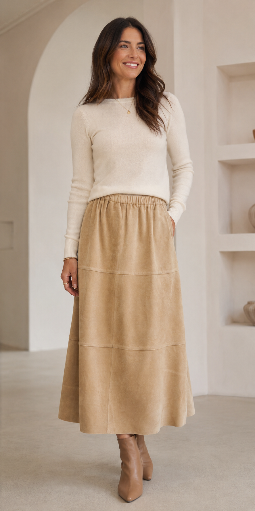 Mamapapa Lune Suede Beige skirt