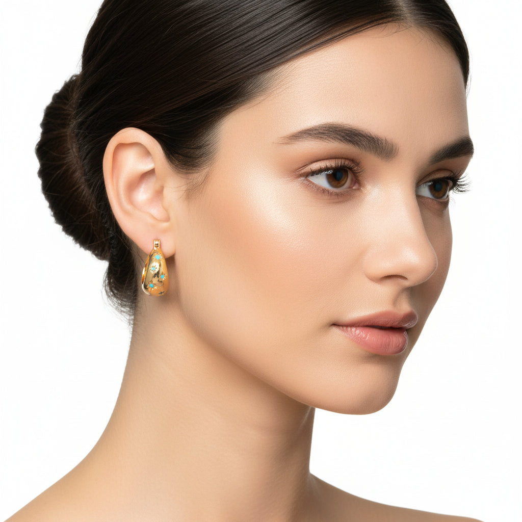 Fairley Turquoise Starburst Flared Hoops