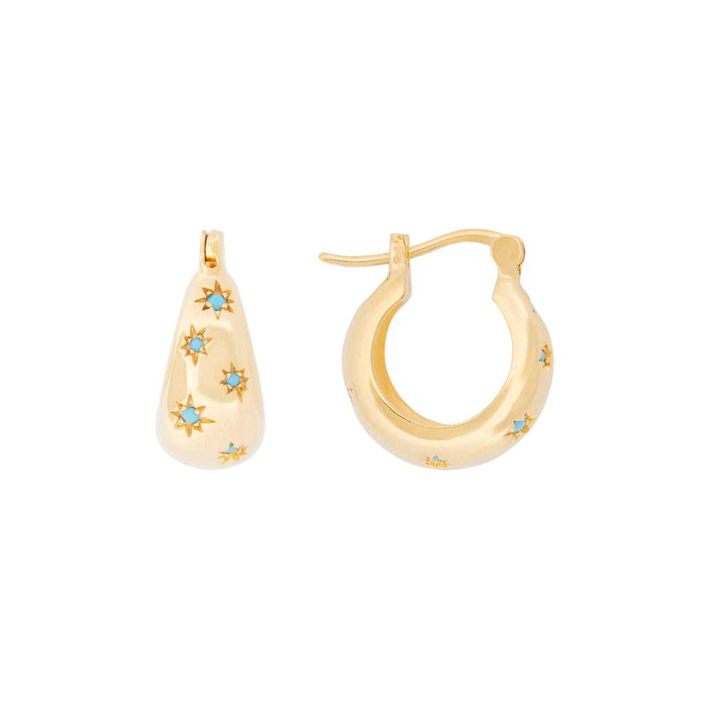 Fairley Turquoise Starburst Flared Hoops