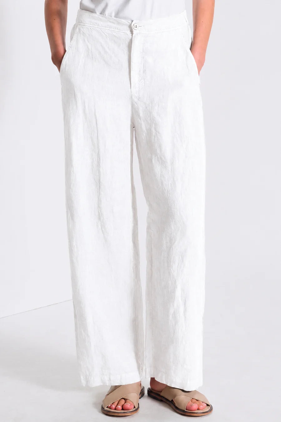 Transit Pant Linen Elastic Back Straight Leg