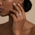 Fairley Pearl & Aquamarine Ring Size 8