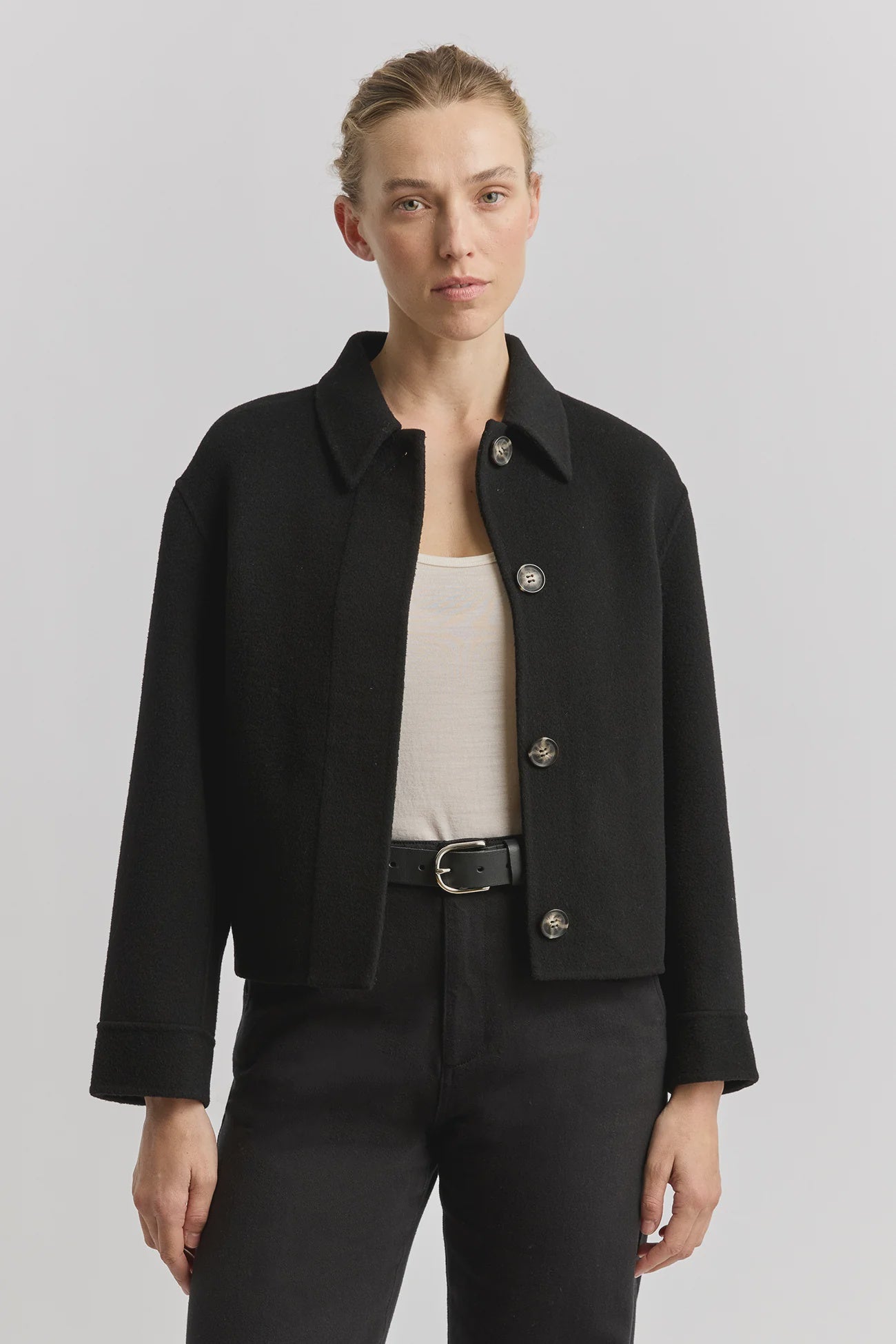 Toorallie Button Front Wool Jacket Blk