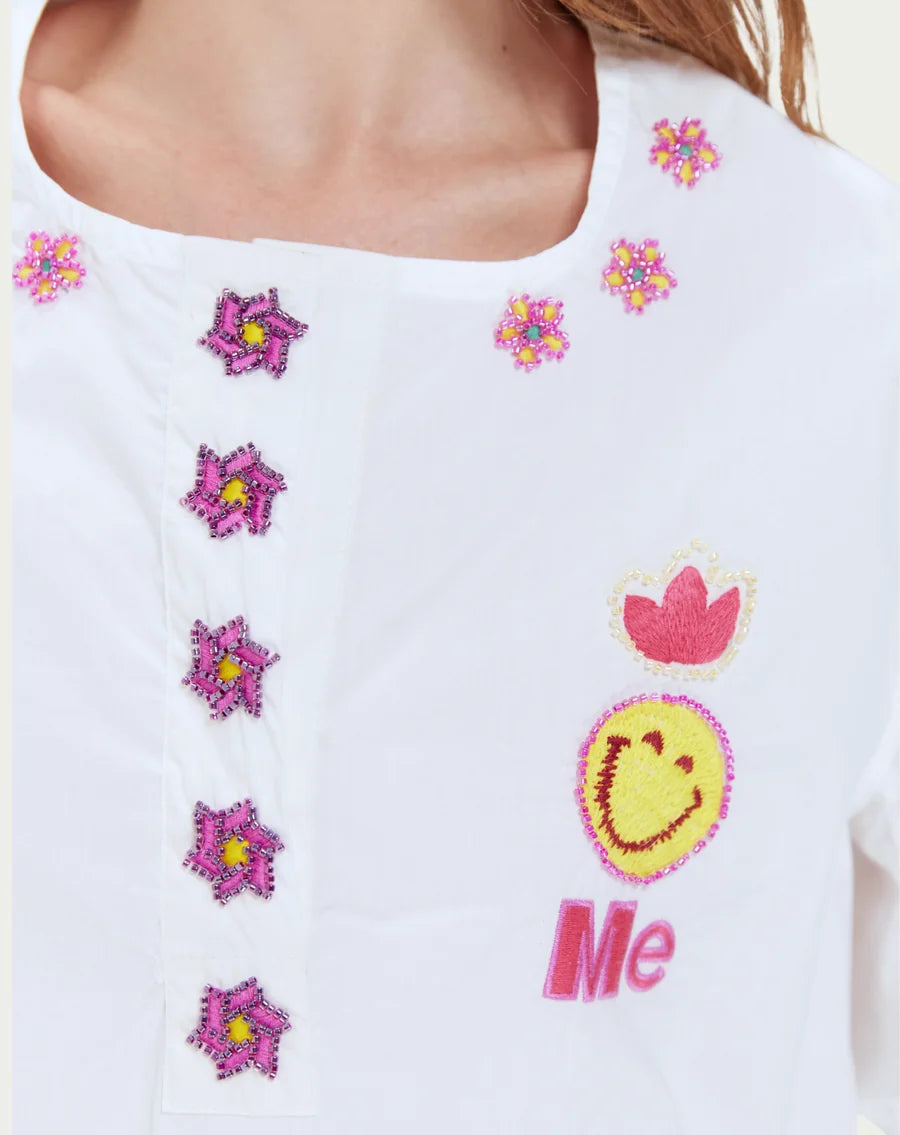 ME369  Lily Embroided Boxy Shirt