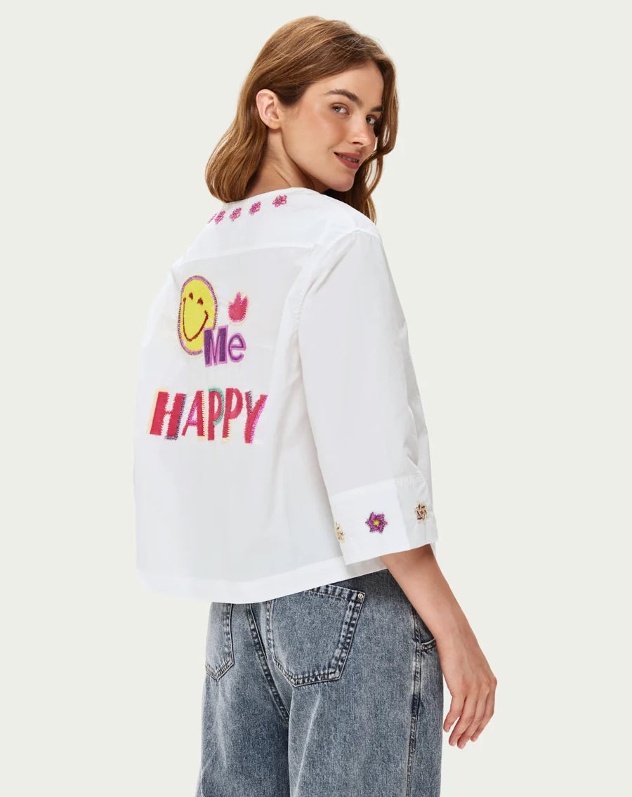 ME369  Lily Embroided Boxy Shirt