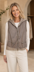 Transit Leather Hooded Vest
