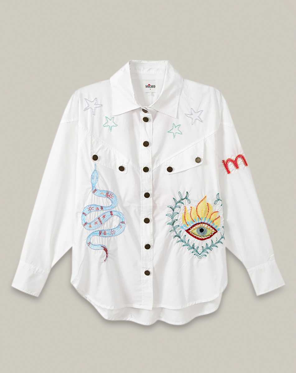 ME369 Adelyn Denim Emb Shirt