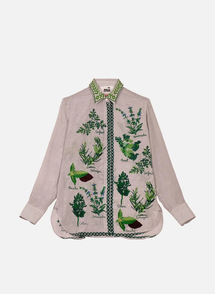 MII Screen Printed Hand Embroided Silk Shirt