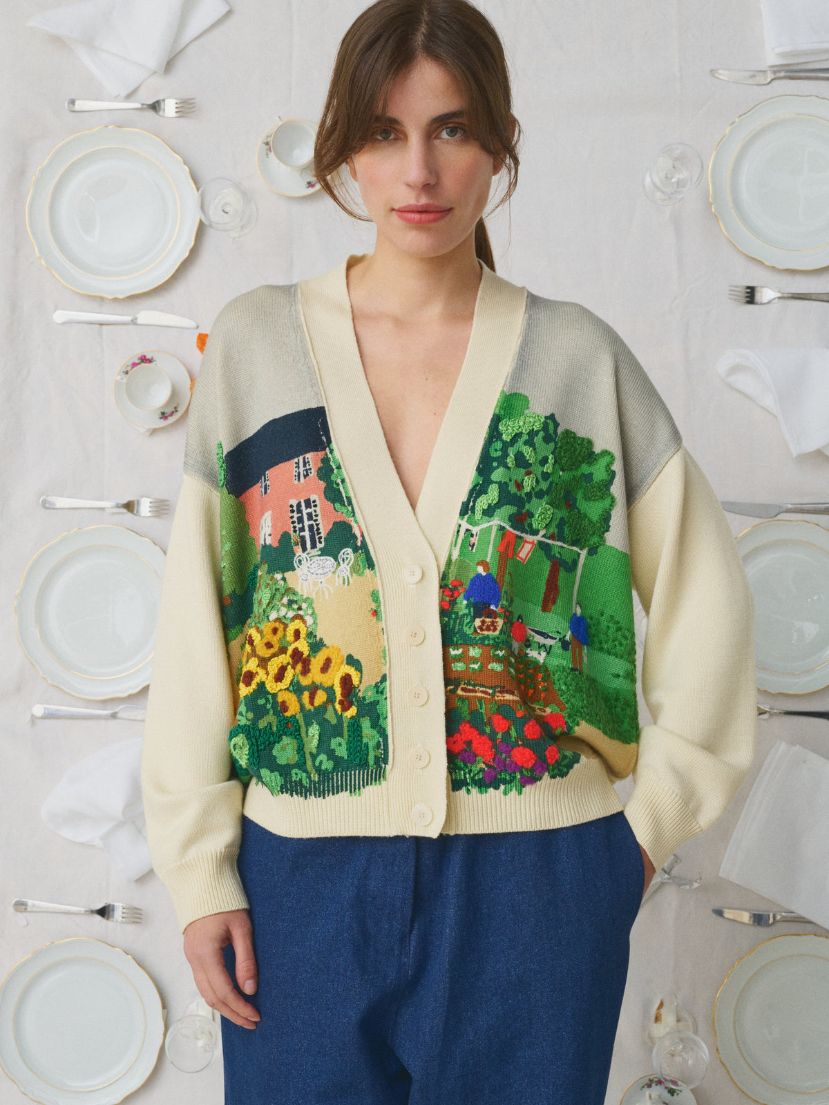 MII Printed  Bella Hand Embroided Cardigan