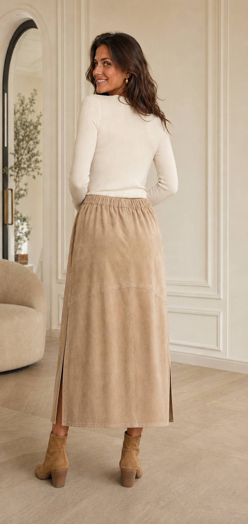 Mamapapa Lune Suede Beige skirt