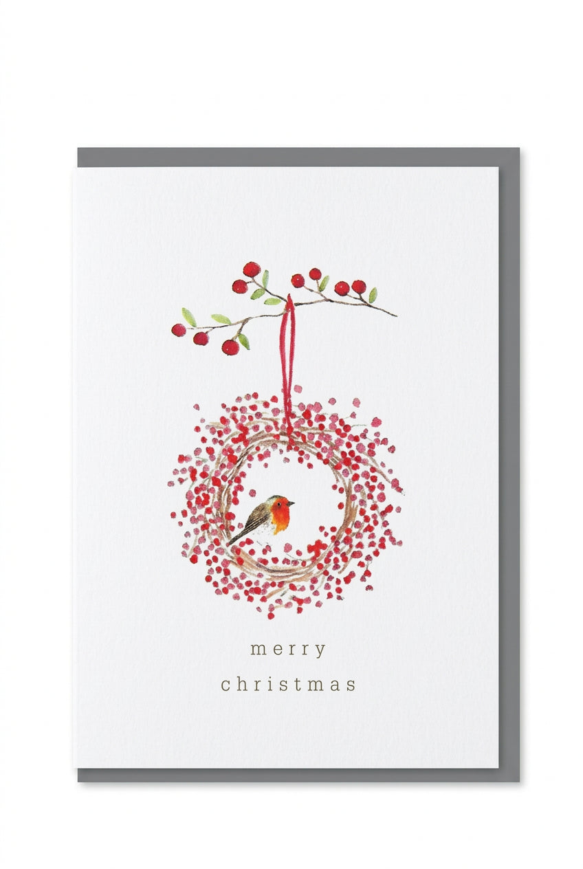 Wreath Robin Card